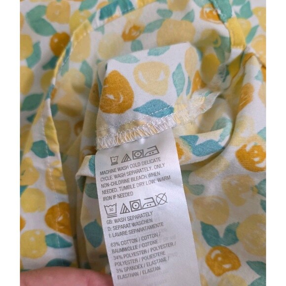 D&Co Size XL Lemon Fruit Print Long Sleeve Button Up Shirt - Picture 8 of 9